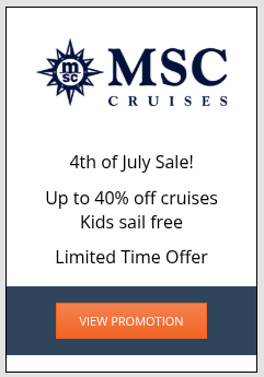 Current cruise promotion - MSC Cruises